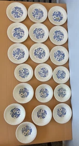 Vintage Lot of19 Wild Rose USA Dishes Blue Floral Pattern Saucers Plates & Bowls - Picture 1 of 4