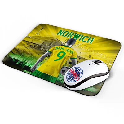 THEFANATICS Personalised Norwich Mouse Mat Retro Football Office Work Pad Mens Gift AF93