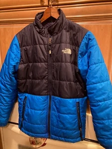 The North Face BOY Reversible HEAVY FLEECE Hooded Jacket Large ROYAL BLUE 14/16 - Picture 1 of 14
