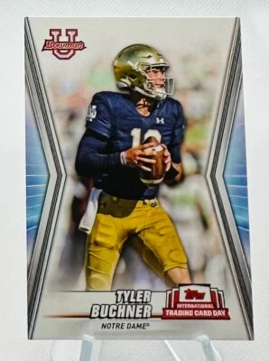 2023 Bowman U International Trading Card Day Tyler Buchner Notre Dame #NTCD-BF15 - Image 1 of 2
