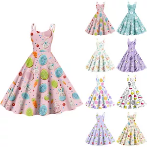 Women's Loose Sundresses Fashion Casual Easter Summer Printed Dresses Dress - Picture 1 of 36