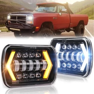 Pair 7x6" LED Headlight Hi/Lo Beam Lamp For Dodge W250 D150 D250 Ram Pickup - Picture 1 of 12
