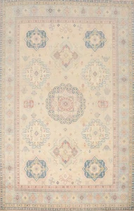 Vegetable Dye Super Kazak Area Rug 9x12 Beige Wool Handmade Living Room Carpet - Picture 1 of 12