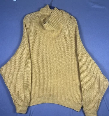 Suéter tejido grueso de gran tamaño Free People Swim Too Deep talla M, mostaza, acogedor Foto 1 de 4