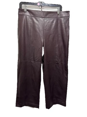 Ann Taylor Brown Faux Leather Bootcut Pants Size 12P 23”inseam High Waist Career - Image 1 of 4