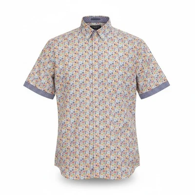 Camisa informal con cuello abotonado de manga corta Johnson & Murphey para hombre talla M Foto 1 de 4