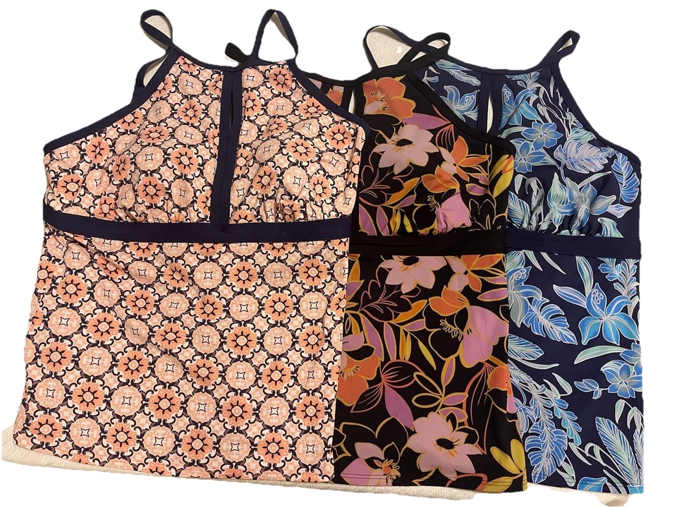 Lands End Resort Modest Empire Tankini Top de Natación Acolchado Juego de 3 Piezas 16L Foto 1 de 4
