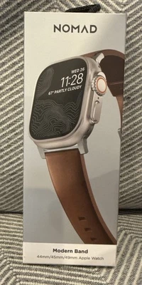 Nomad Modern Leather Band Horween,Apple Watch 42 45 46 49mm,Brown,Silver Hardwar - Image 1 of 3