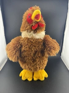 Vintage Plush Chicken Rooster Toy 12” - Dan Dee Style - Brown & Yellow - Picture 1 of 8