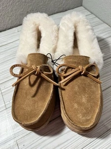 Dluxe by dearfoams Shearling Moccasin Slippers Chestnut Women’s Size 7 - Picture 1 of 9