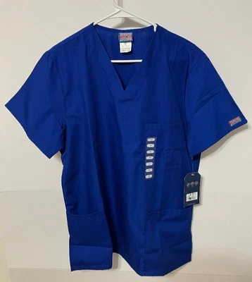 NWT Cherokee Medical Scrubs RN Nurse Unisex V Neck Top 4876 Royal Blue Sz Small - Image 1 of 4