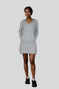 Túnica de felpa francesa Capella cuello en V cordón sudadera con capucha / mini vestido en 7 colores - Imagen 1 de 37