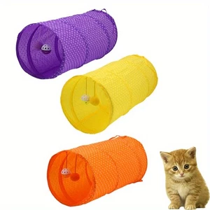 3 Pieces Interactive Cat Tunnel Toy With Polka Dot Design, Collapsible Play Tube - Bild 1 von 6