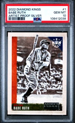 Panini Diamond Kings 2022 plata prueba de artista #1 Babe Ruth/99 Salón de la fama PSA 10 POP 1 Foto 1 de 3