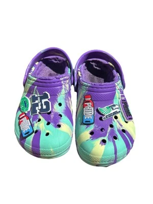 Crocs Púrpura Verde Mármol Tie Dye Remolino Niños Clásico Crocs Colorido Zapatos Talla C12 Foto 1 de 4