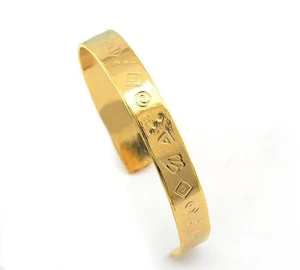 Brazalete de latón chapado en oro brillante con símbolos de banda (60 mm ajustable) 5675 G - Imagen 1 de 4