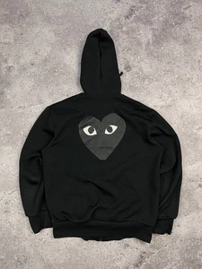 Play Comme Des Garcons Herren Schwarz Full Zip Luxus Big Logo Hoodie Gr. M - Bild 1 von 13