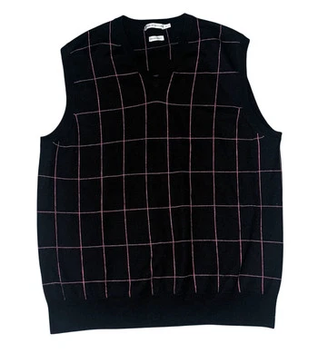 Chaleco Peter Millar Negro Rosa 100% Lana Merino Para Hombre Talla M Mediano Golf Cuello en V Foto 1 de 4