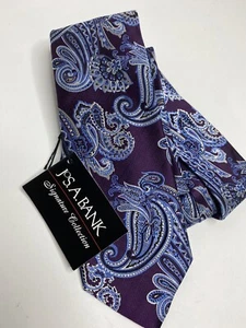 Hombre Jos. A. Corbata de seda cachemira Bank Signature Collection •OS *NUEVA CON ETIQUETAS - Imagen 1 de 9
