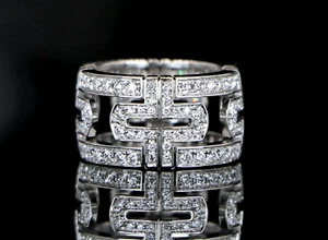 $12,500 Bvlgari Bulgari Parentesi 18K White Gold Pave Diamond Ring Band #50 5.5 - Picture 1 of 8