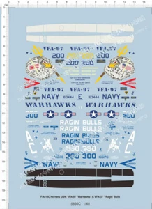 Calcomanía de agua marcas 1/48 F/A-18C Hornet VFA-97 Warhawks VFA-37 Ragin Bulls - Imagen 1 de 1