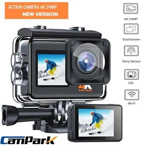 4KUnderwater Camera 24MP WiFi Dual Color Screen Action Camera for Snorkeling US - Picture 1 of 11