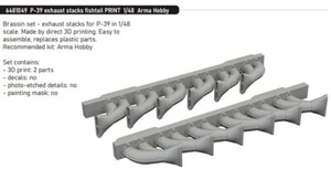 Eduard 1/48 Bell P-39 Airacobra Exhaust Stacks Fishtail for Arma Hobby kits - Foto 1 di 1