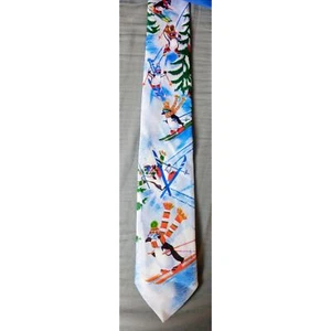 Ralph Marlin Men's Christmas Penguin Skiing Necktie - Picture 1 of 2