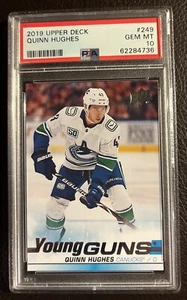 2019 Upper Deck Young Guns Quinn Hughes # 249, PSA 10, Rookie - Picture 1 of 2
