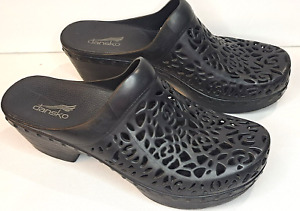 DANSKO Women's Perforated FLORAL PIPPA Rubber Clogs Black Size 39