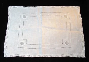 Runner da Tavolo Topper #15 Bianco Lino Occhiellato Trafilato Bordo 13" x 19" - Foto 1 di 3