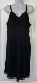 Vintage SEARS 16005 Nylon Black Lace Full Slip Size 38 - SHIPS FREE