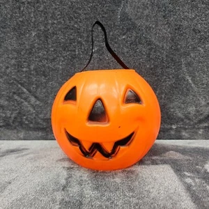 Vintage Halloween Blow Mold Jack O Lantern Candy Bucket Pail Smiling Pumpkin - Picture 1 of 12