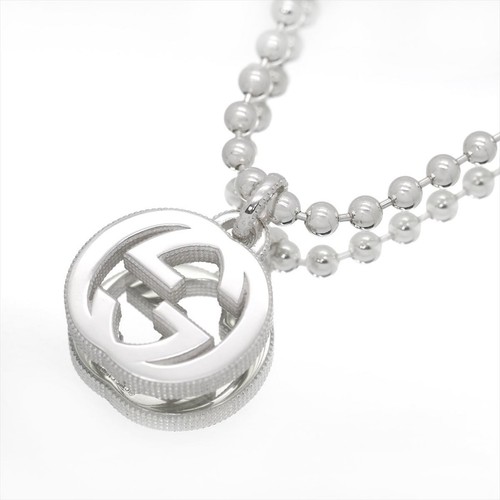 Gucci Collana Ciondolo Ad Incastro G Grande Argento Ag925 479217 J8400 8106 Uomo