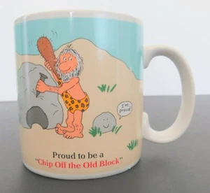 VTG Chip Off the Old Block Russ 10 Ounce Oz. Mug Cup Caveman Dad Father Son - Picture 1 of 9