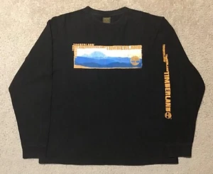 Vintage 90s Timberland Men's Black Long Sleeve Graphic Shirt Medium - Bild 1 von 14