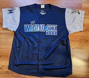 WWE WrestleMania XIX 19 Mesh Jersey 2003 54XXL WWF Wrestling Shirt Blue Vintage - Picture 1 of 6