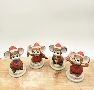 Vintage Christmas Mice Mouse Musicians Figurines RARE Ucagco Anthropomorphic 3" - Picture 1 of 14