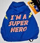 Pet's Super Hero Cape Size Sm. Top Paw Pet Halloween Blue Easy On/Off Lightning