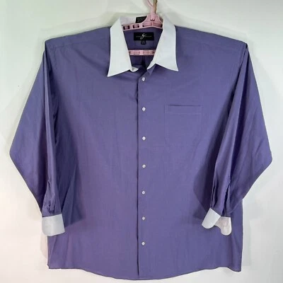 Giorgio Brutini Long Sleeve Button Up Shirt Mens Size 2XLT Purple White 18 1/2 - Imagem 1 de 4