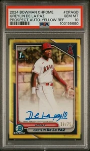 Bowman Chrome Pros 2024. Amarillo automático #CPAGD Greylin De La Paz (AU)/75 PSA 10 - Imagen 1 de 2