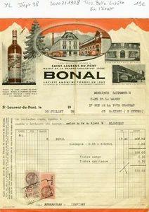 Dépt 38 - Saint Laurent du Pont - Très Belle Entête d'une Distillerie 30/07/1938 - Picture 1 of 1