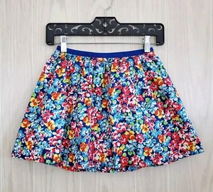 Polo Ralph Lauren Big Girl's Floral Print Cotton Skater Skirt M 8 10 Royal Blue - Picture 1 of 6