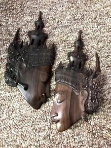 2 Colgantes Ramayana Exóticos Tallados a Mano Edad Bali-Indonesia Madera de Cocobolo Desconocida - Imagen 1 de 10