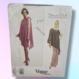 Vintage ungeschnitten Vogue Oscar de la Renta ärmelloses Schalkleid Muster #1603 Gr. 6 8 10 - Bild 1 von 10