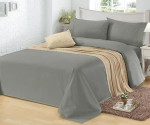 1500TC CVC Cotton Sheet Set QB KB DB KSB SB SKB Easy Care Taupe Grey - Picture 1 of 14
