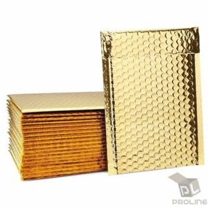 50 #2 Glamour Metallic Gold Poly Bubble Shipping Mailers Envelopes Bags 8.5x12 - Picture 1 of 3