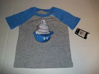 NEW Under Armour boys short sleeve shirt blue gray baseball sz 2T raglan sleeve - Image 1 of 2