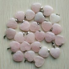 Fashion Natural Rose Quartz Stone Love Heart Pendants Bead 50pcs/lot Wholesale