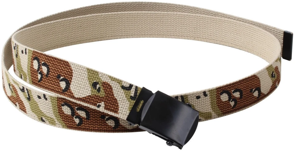 Cinturón de tela de algodón militar camuflaje desierto con hebilla negra 54" Foto 1 de 1